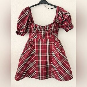 Maeve by Anthropologie Puff-Sleeve Plaid Mini Dress — NWT | Size S